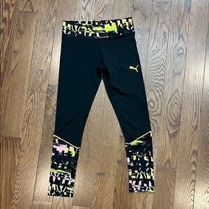 Puma Kids Black and Neon Graphic Leggings